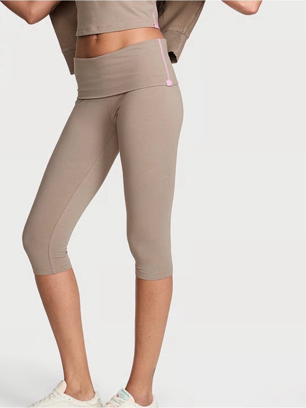 Victoria’s Secret Cotton Foldover Capri Leggings Grey Small NWT